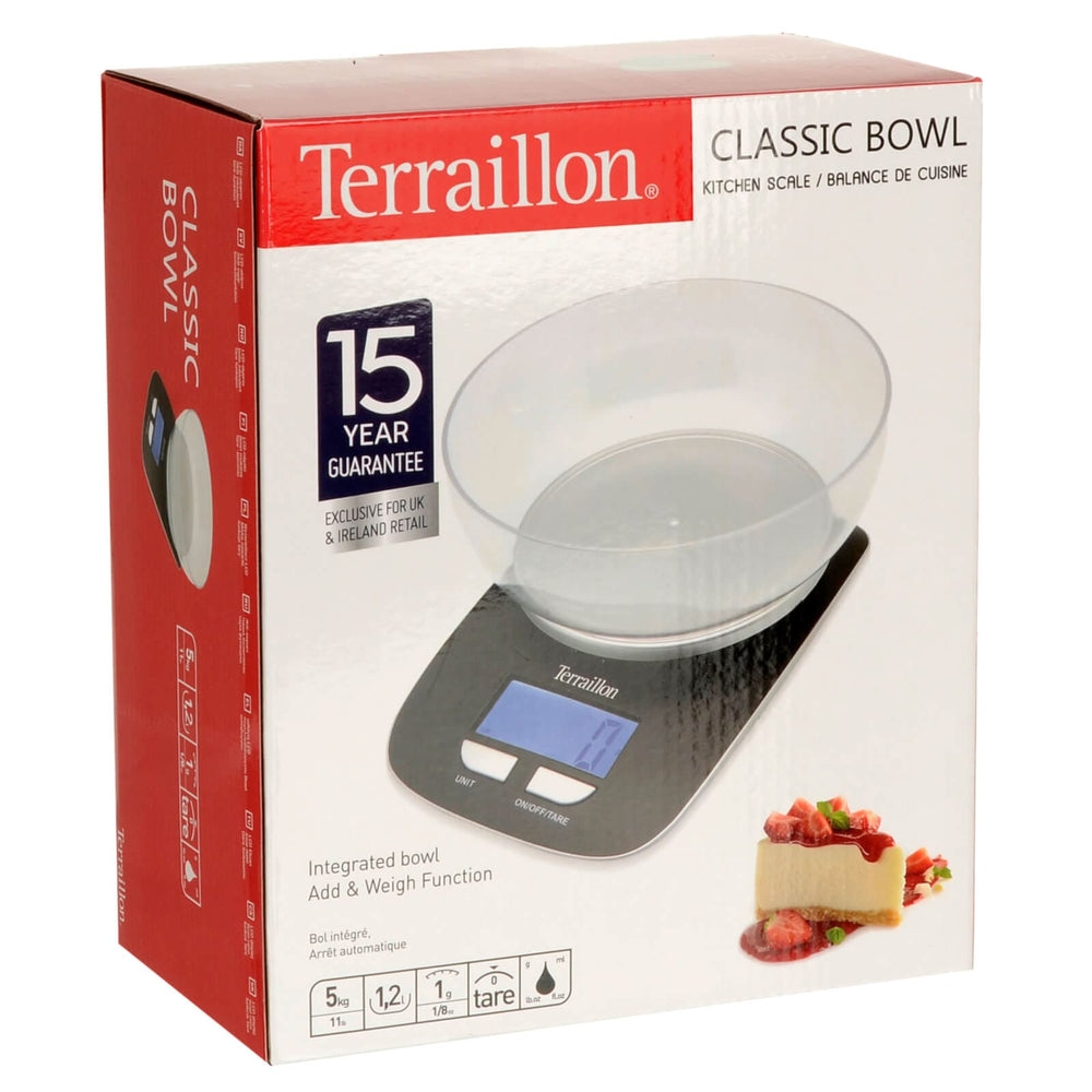 Terraillon Kitchen Scales Classic Bowl Digital Add & Weigh 5kg