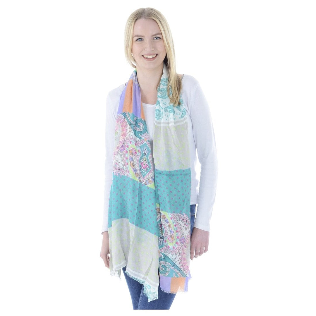 Womens Sheer Summer Scarf Multicoloured Print Andreoli