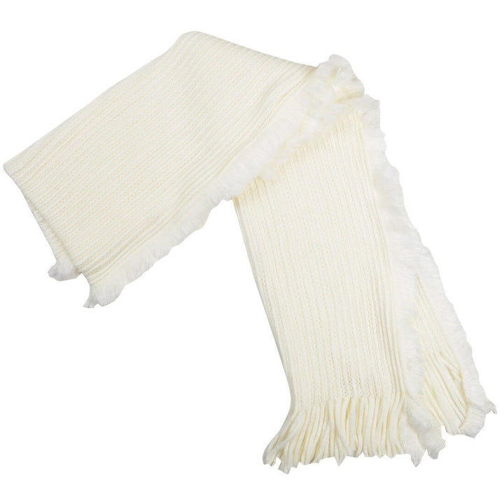 Melina Ribbed Knit Womens Scarf With Fringing Red/Black/Cream Ecru (Cream)