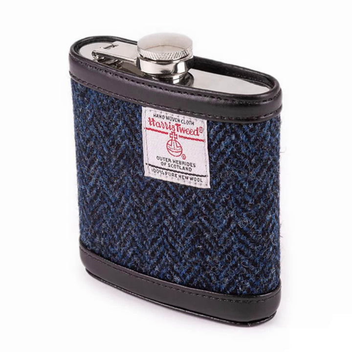 Totes Harris Tweed Hip Flask Herringbone Stainless Steel 6oz