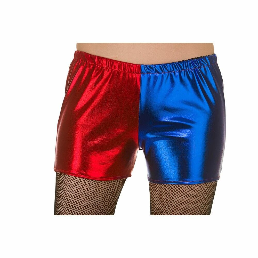 Shiny Hot Pants Red Blue Cheerleader Shorts Fancy Dress XS