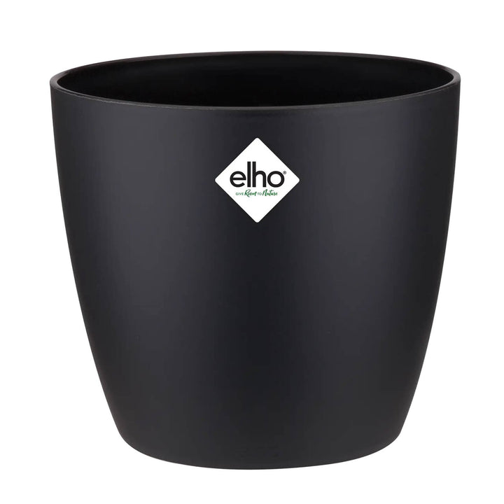 Elho Brussels Plastic Plant Pot Indoor Durable 100% Recyclable Black / 16cm