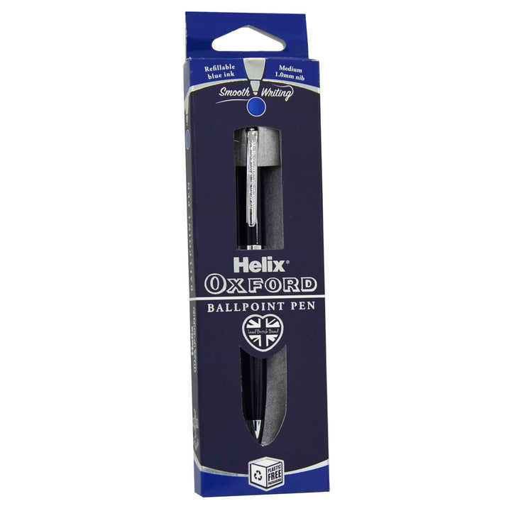 Ballpoint Pen Helix Oxford Smooth Writing Refillable Blue Ink Blue