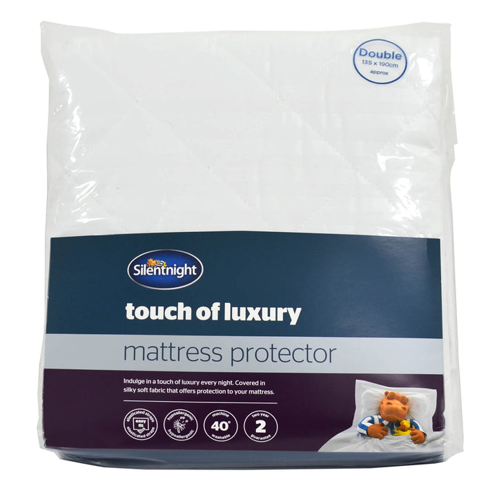 Silentnight Touch of Luxury Mattress Protector Easy Fit White Double