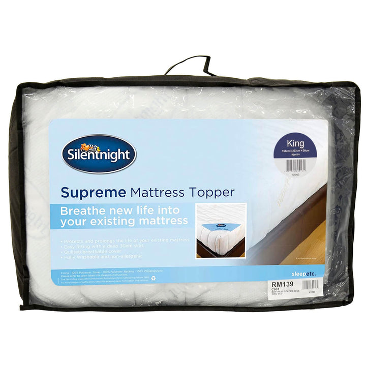 Silentnight Supreme Mattress Topper Soft Quilted Cover King - White