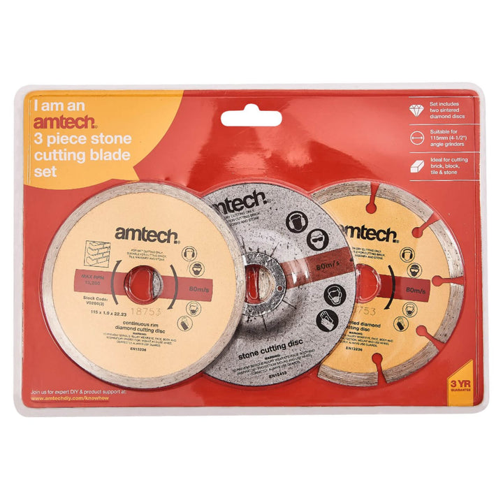 Amtech 3 Piece Stone Cutting Blade Set