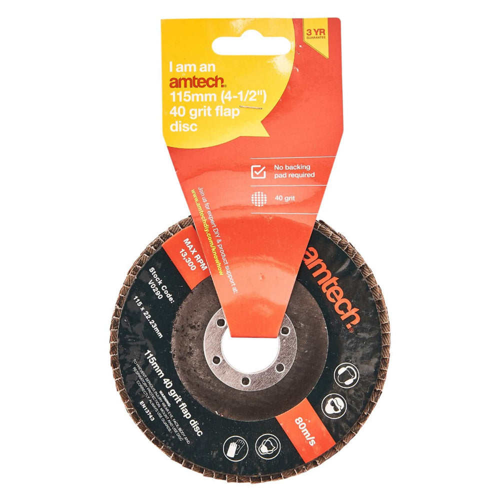 Amtech 115mm 40 Grit Flap Disc