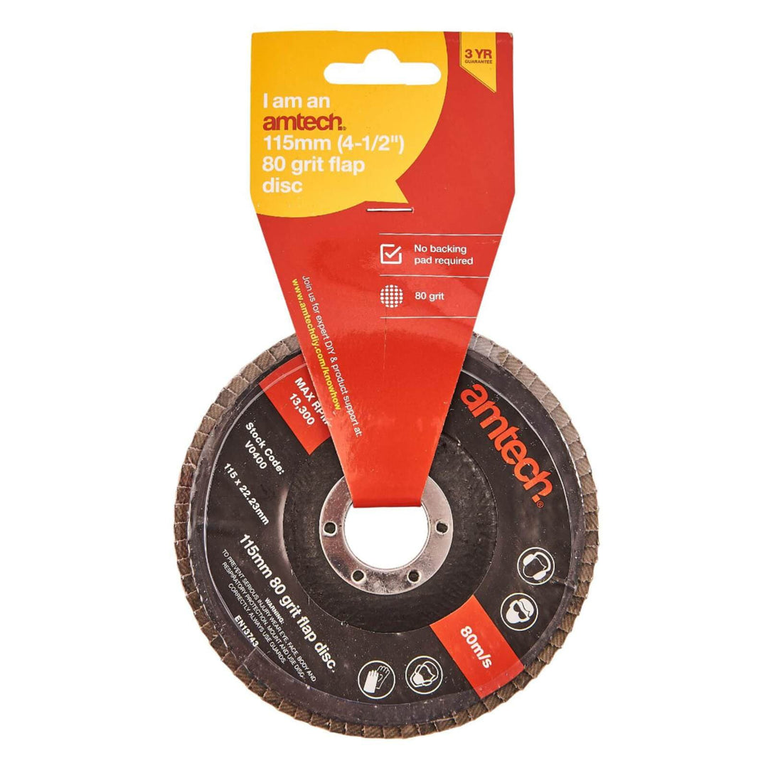 Amtech 115mm Flap Disc 60 Grit 80 Grit 80