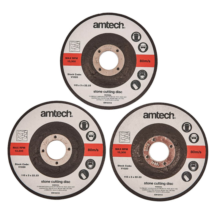 Amtech 3 Piece 115mm Stone Cutting Disc Set