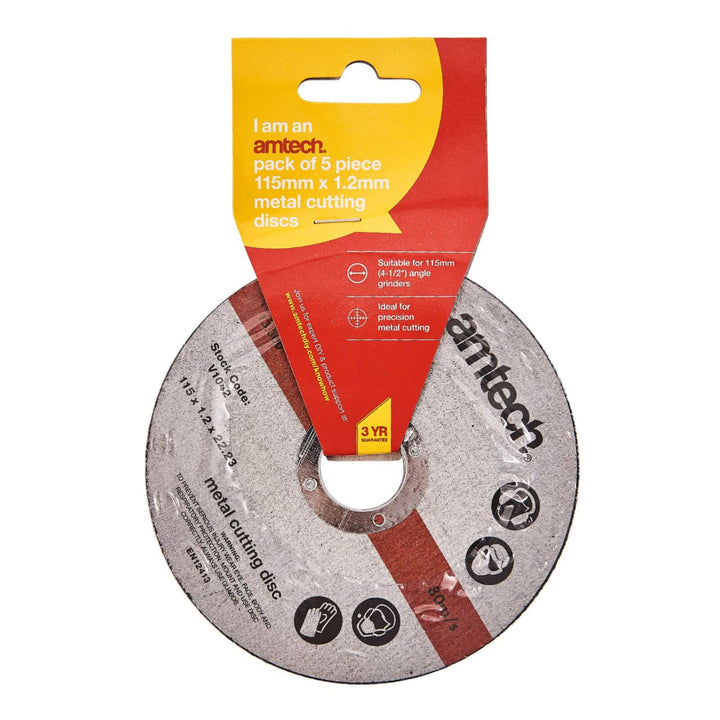 Amtech 5 Piece 1.2mmx115mm Metal Cutting Discs