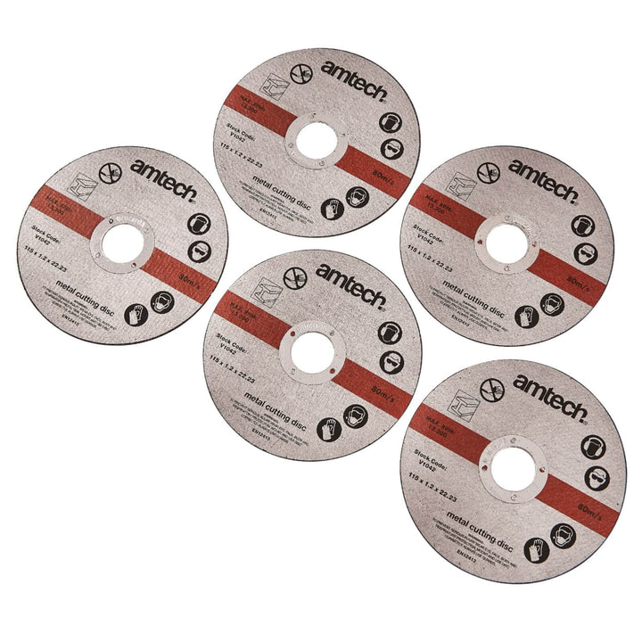 Amtech 5 Piece 1.2mmx115mm Metal Cutting Discs