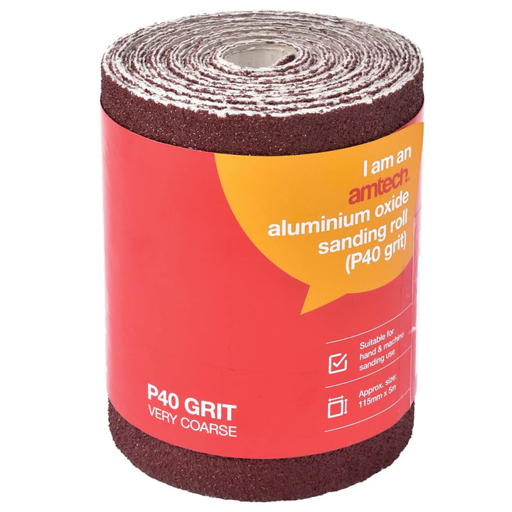 Amtech Aluminium Oxide Sanding Roll 115mmx5m P40 Grit