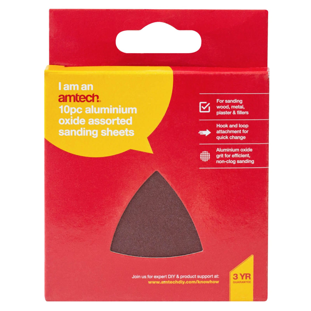 Amtech 10 Piece Aluminium Oxide Assorted Sanding Sheets