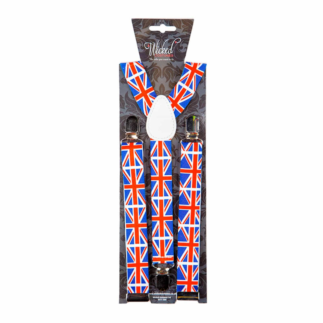 Novelty GB Braces Union Jack Flags Print Adults One Size