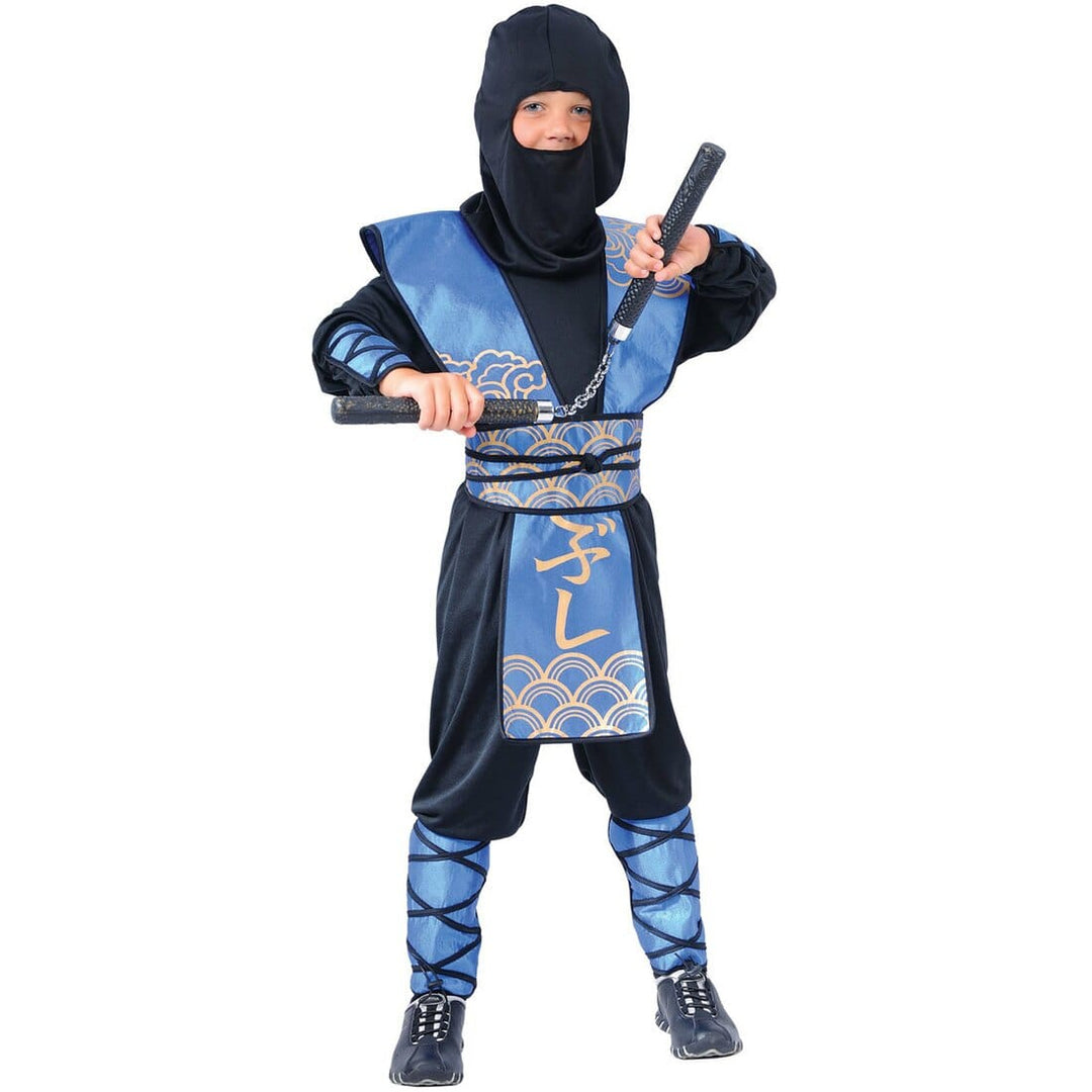 Boys Dark Ninja Warlord Blue  Fighter Halloween Costume L (8-10 years)