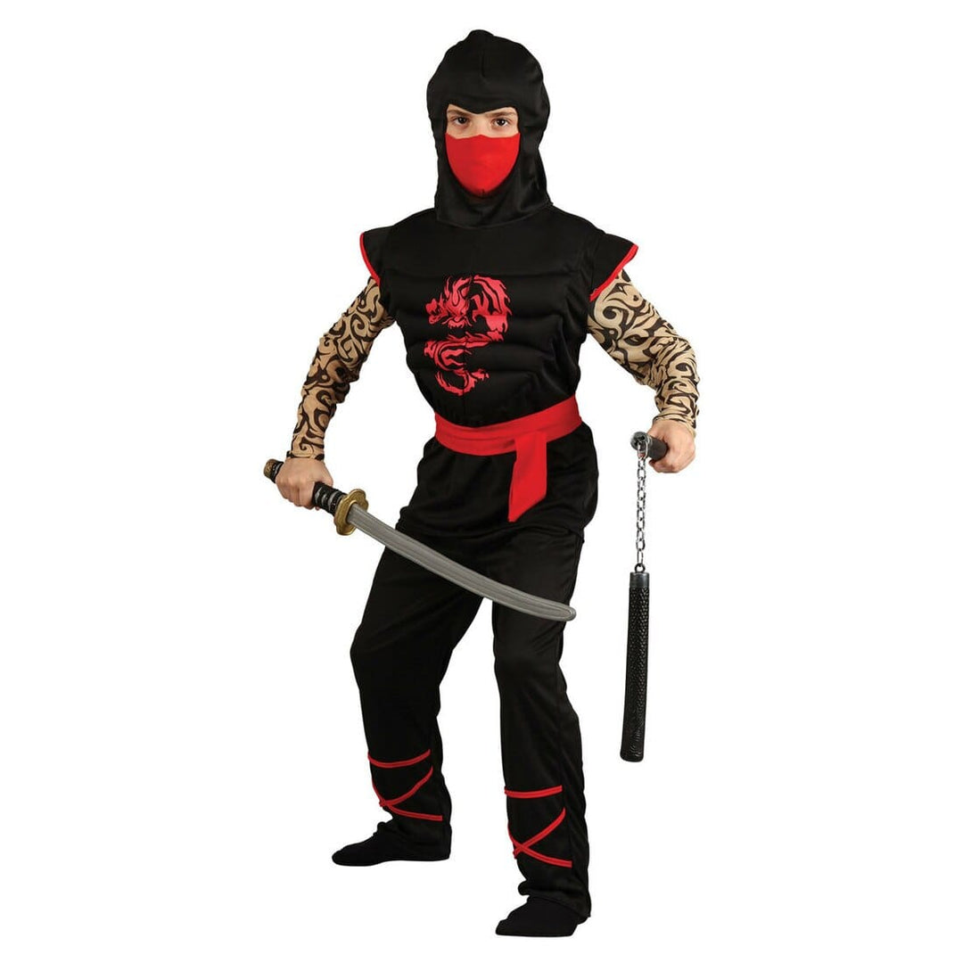 Boys Muscle Chest Japanese Ninja Warrior Halloween Costume L (8-10 years)
