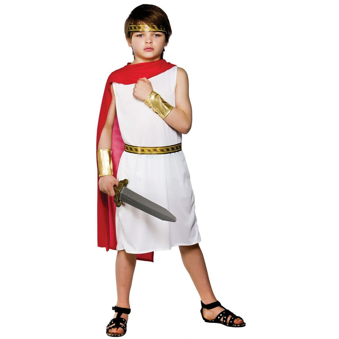 Boys Ancient Rome White Toga Red Cape Halloween Costume L (8-10 years)