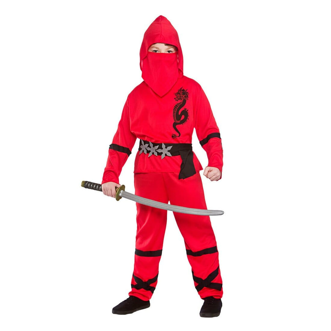 Boys Power Ninja Japanese Fighter Red Halloween Costume L (8-10 years)