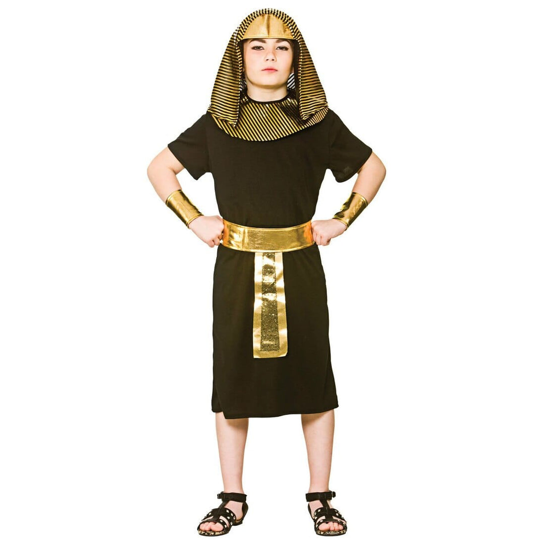 Boys Egyptian Pharaoh King Gold Black Halloween Costume L (8-10 years)