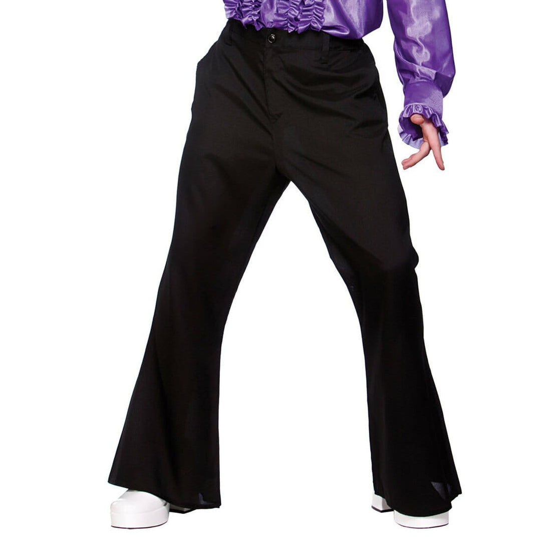 Mens Black 1970s Disco Flares Fancy Dress Halloween Costume L