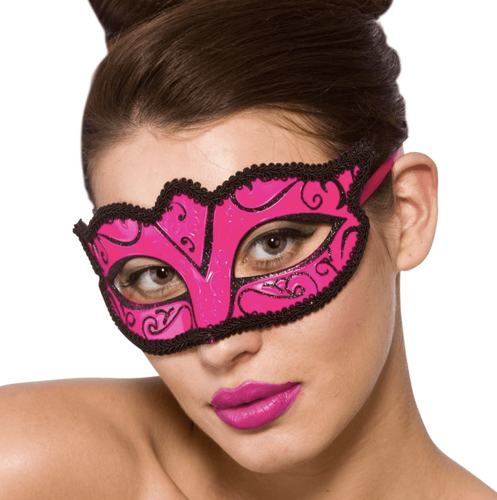 Verona Eyemask Carnival Ball Fancy Dress Halloween Mask Pink & Black