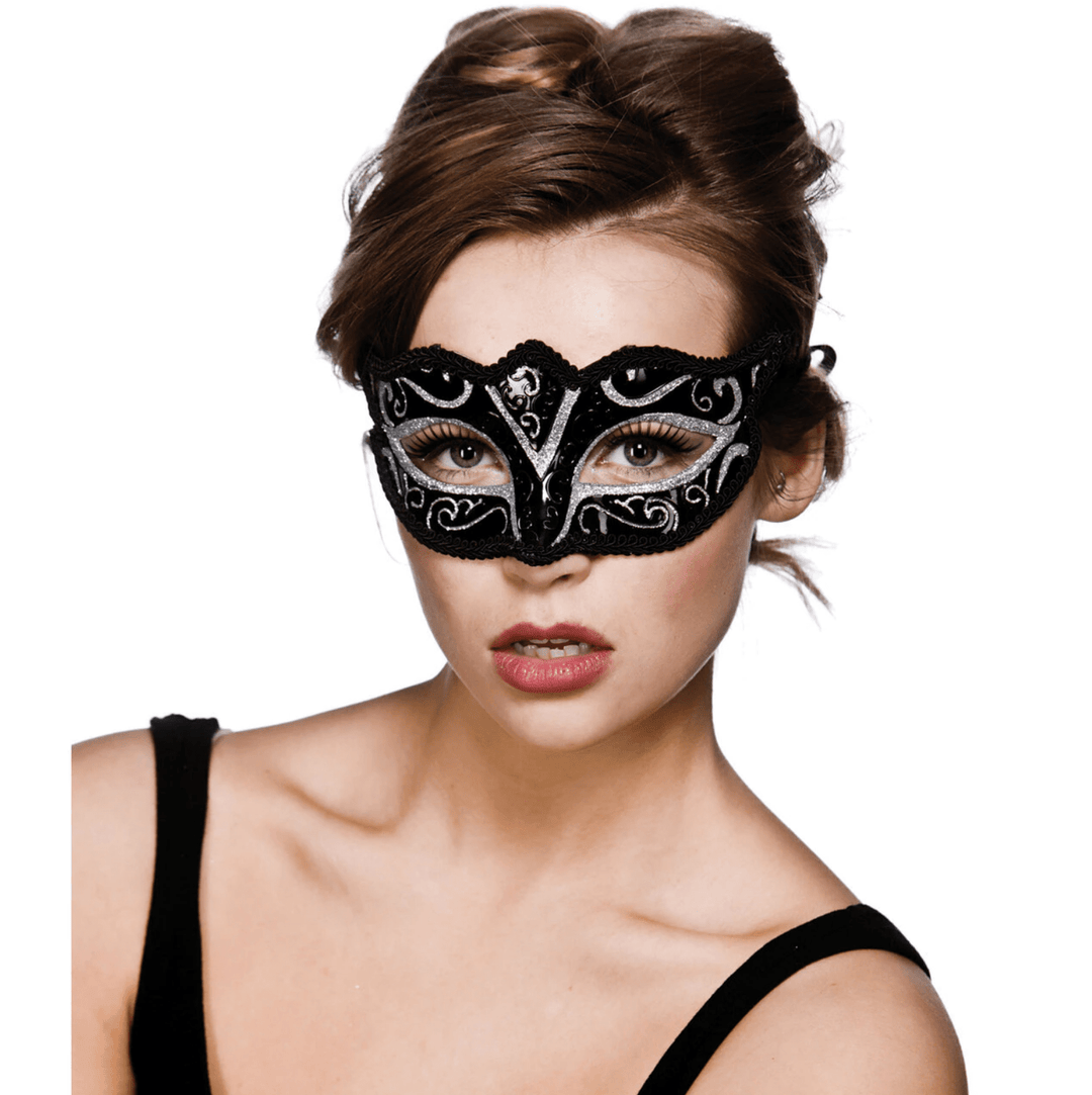 Verona Eyemask Carnival Ball Fancy Dress Halloween Mask Silver Glitter