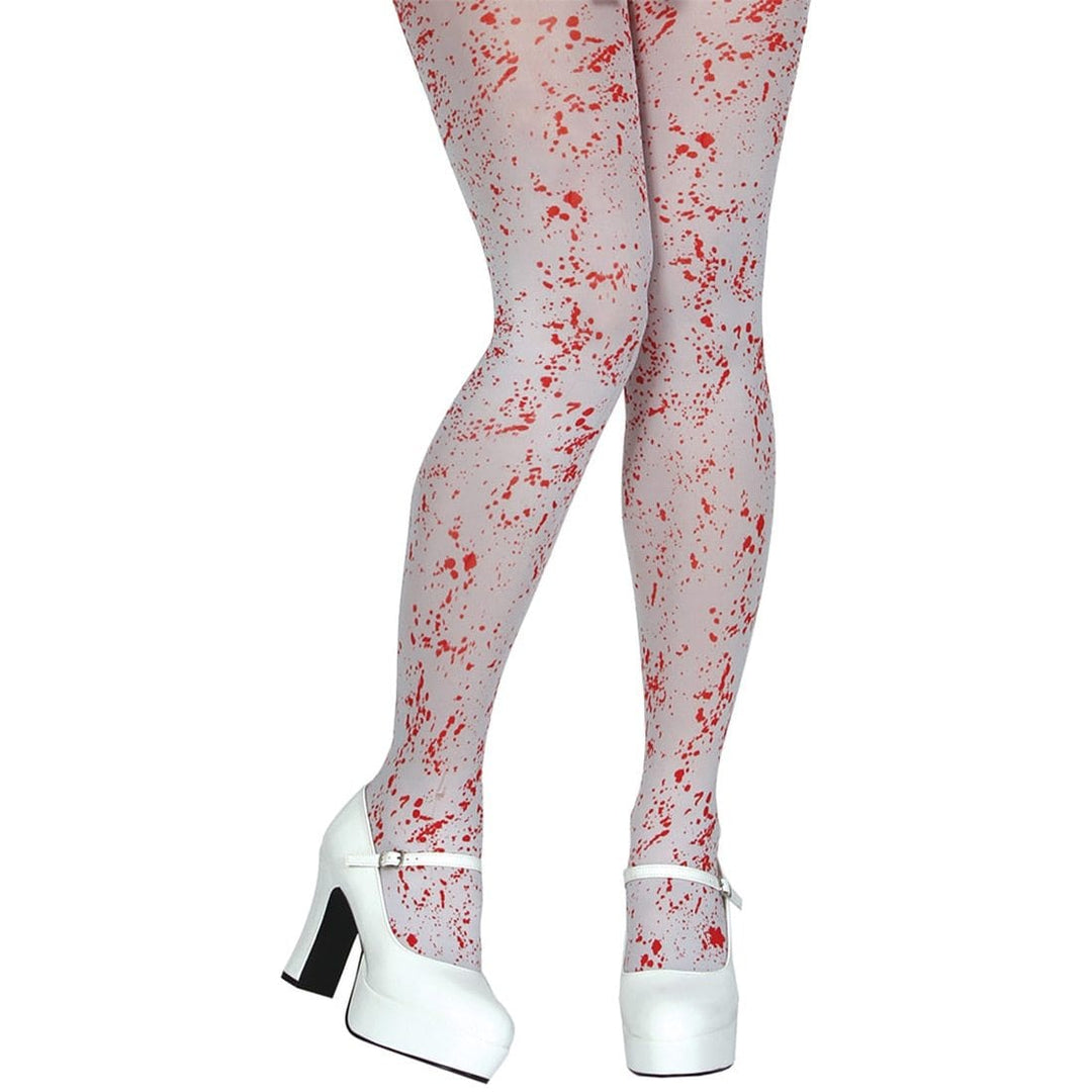 White Blood Splattered Tights Halloween Fancy Dress Costume
