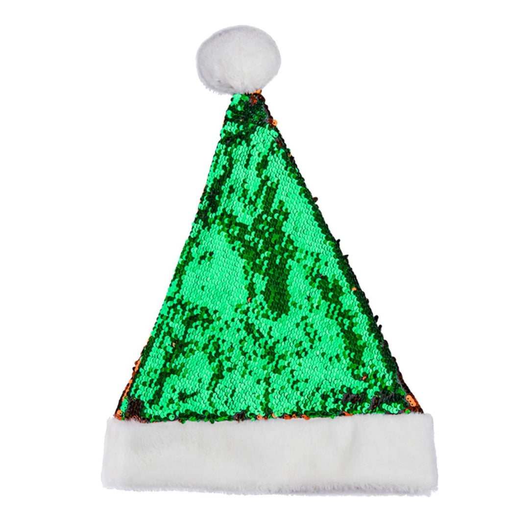 Adults Deluxe Santa Hat Red Green Flip Sequin Christmas Party