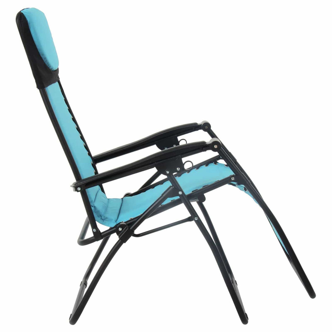 Garden Recliner Chair Zero Gravity Reclining Relaxer Padded Seat in Turquoise