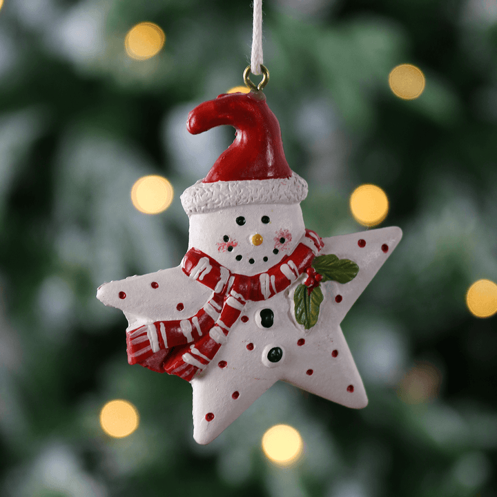 Set Of 6 Novelty Snowman Christmas Tree Decorations Boxed