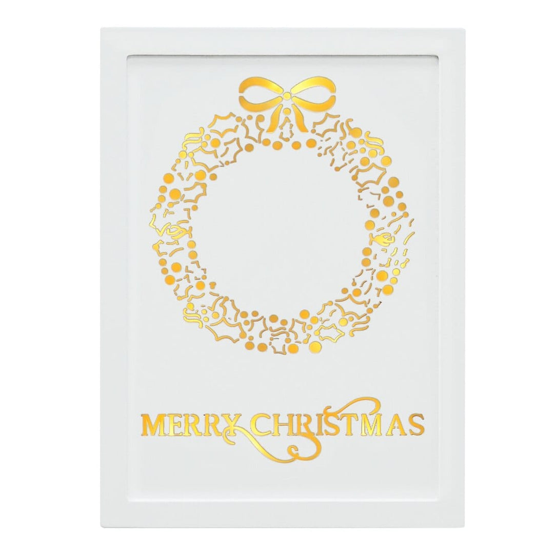 Light Up LED Merry Christmas Xmas Wall Plaques Decorations Wreath
