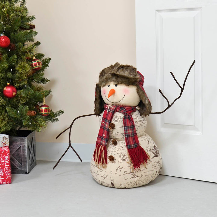 66cm Large Snowman With Trapper Hat Christmas Decoration