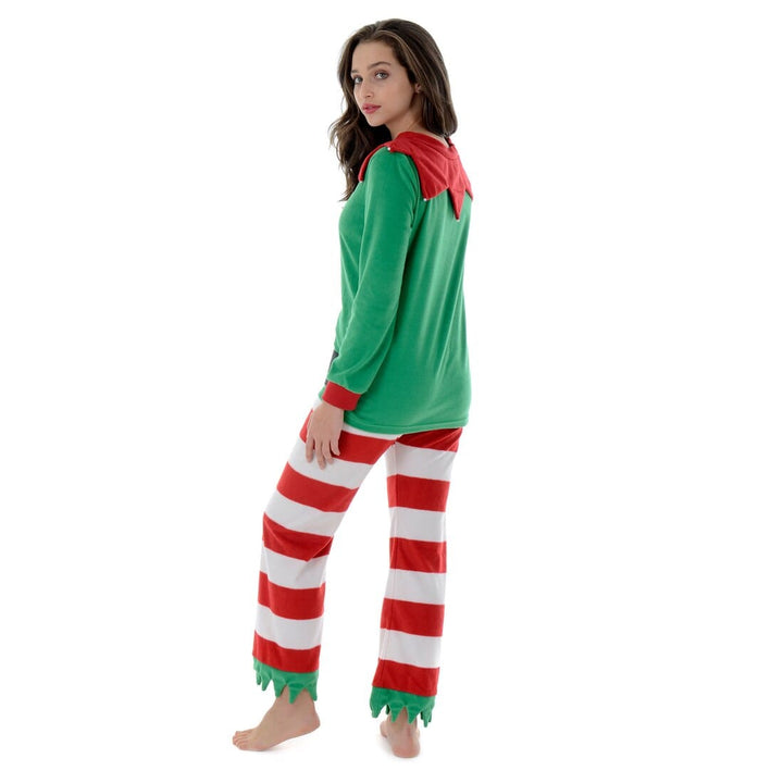 Womens Fleece Christmas Pyjamas Womens Mum Elf PJs Red &amp; Green