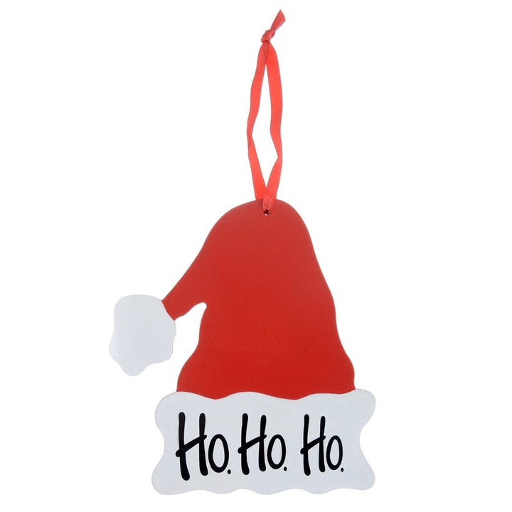 Santa Hat Wooden Christmas Wall Plaque Decoration Ho Ho Ho