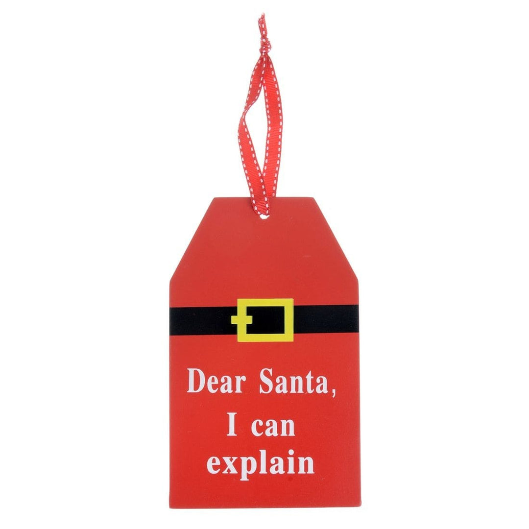 Wooden Christmas Sign Decoration Dear Santa Can I Explain
