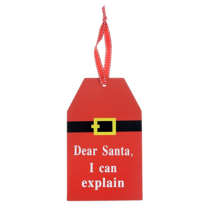 Wooden Christmas Sign Decoration Dear Santa Can I Explain