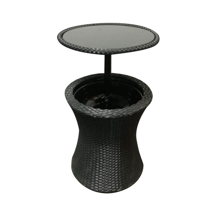 Azuma Drinks Cooler Table Garden Patio Rattan Black or Grey Black