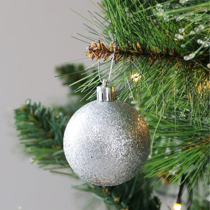 16 x 6cm Christmas Tree Baubles Swirl Matte Glitter Mirrored