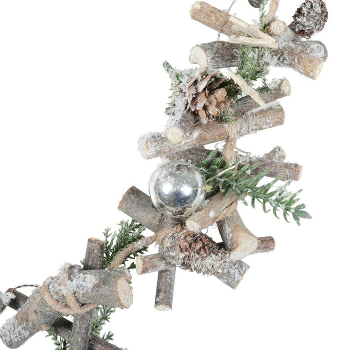 1m Pre-Lit Decorated Wooden Garland Christmas Decoration