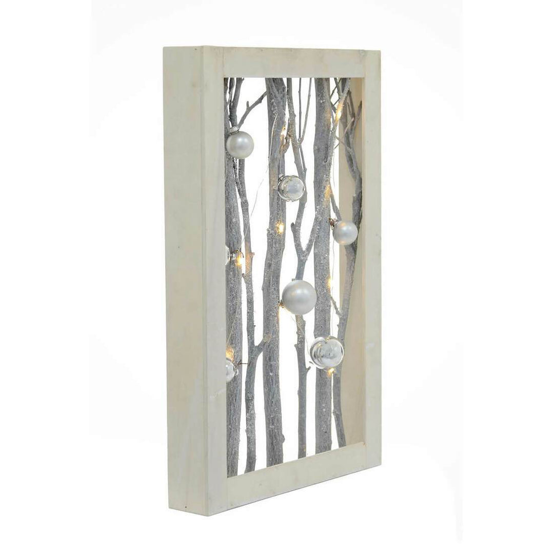 Pre-Lit Wooden Rectangle/Star Frame Christmas Decoration