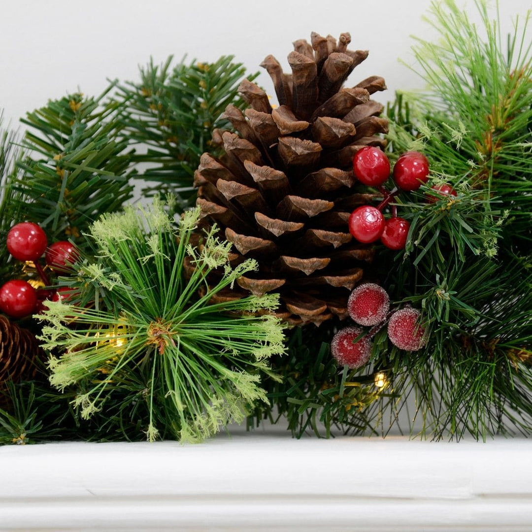 6ft Pre-Lit Decorated Artificial Christmas Garland With Timer