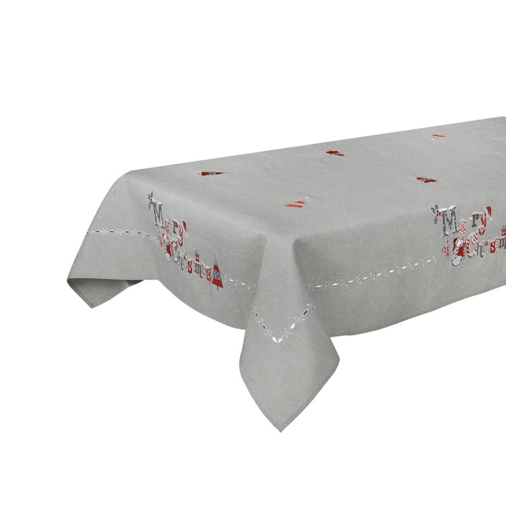 Grey Merry Christmas Fabric Tablecloths / Napkins Xmas Decoration 52 x 70"