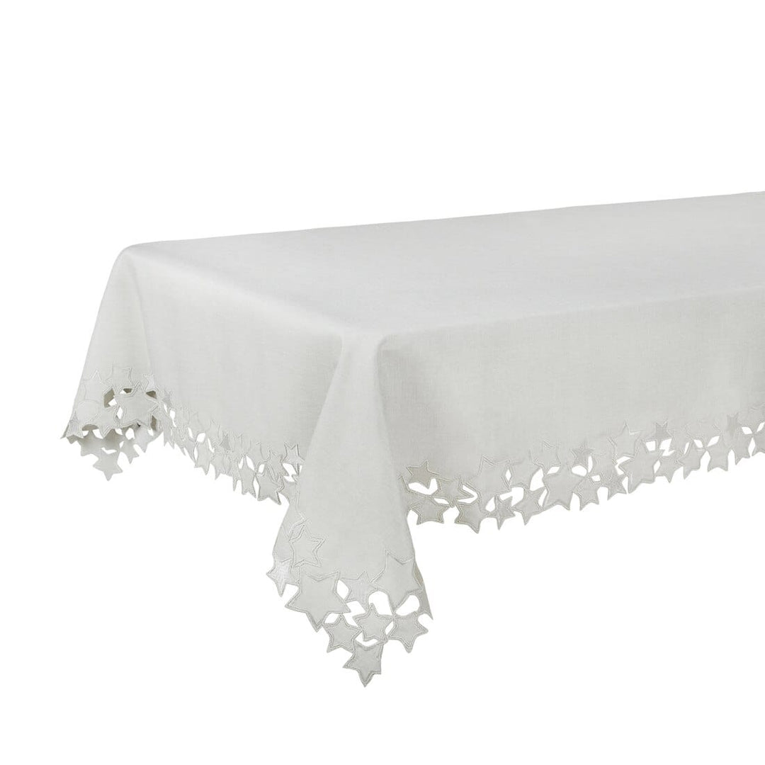 Silver Star Fabric Tablecloths / Napkins Xmas Decoration 52 x 70"