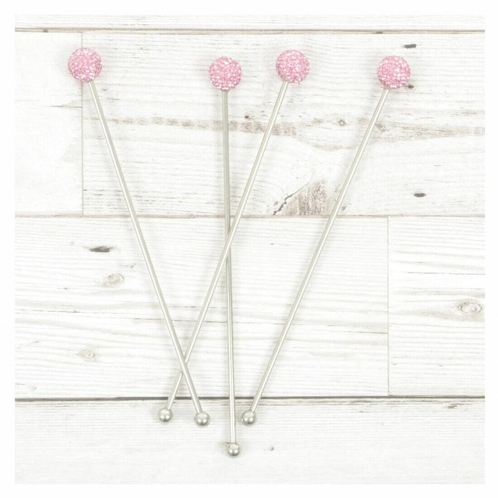 Set of 4 Swizzle Sticks Cocktail Stirrers Stainless Steel