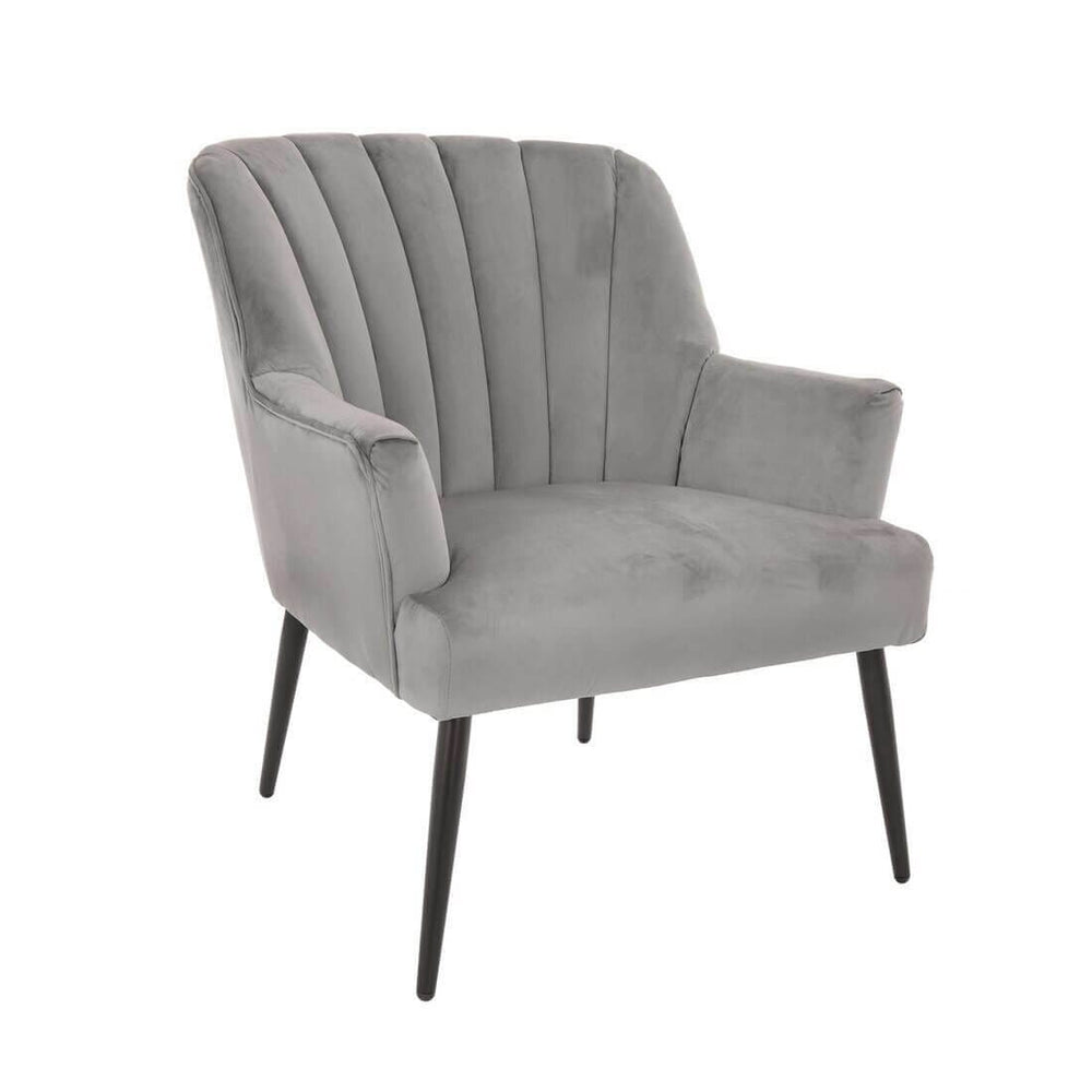 Hodge & Hodge Oyster Shape Armchair With Velvet Style Cover Grey