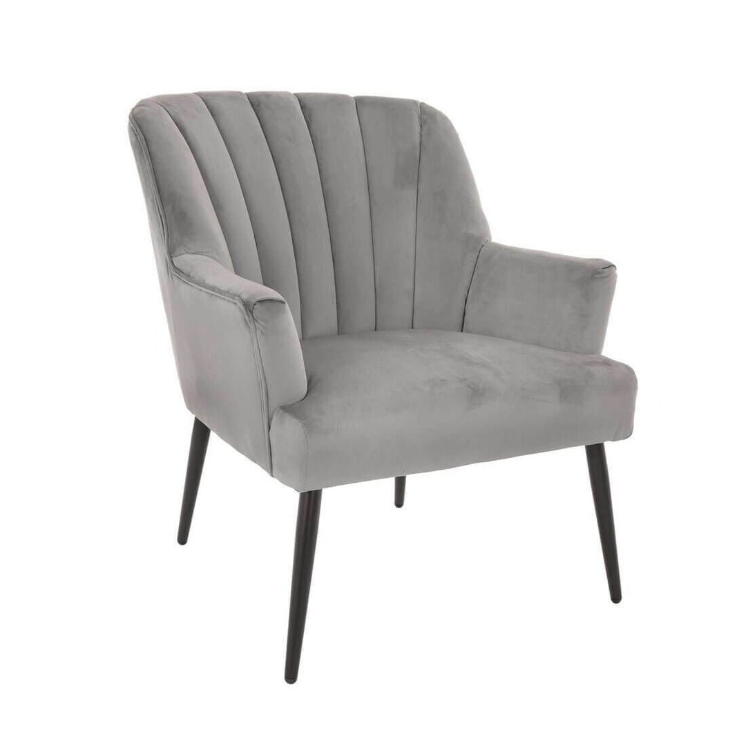 Hodge & Hodge Oyster Shape Armchair With Velvet Style Cover Grey