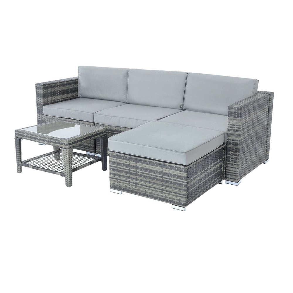 Monaco 5pc Garden Sofa Set Grey Rattan Patio Furniture