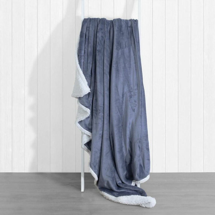 Hodge &amp; Hodge Luxury Sherpa Flannel Blanket 150 x 200cm Blue