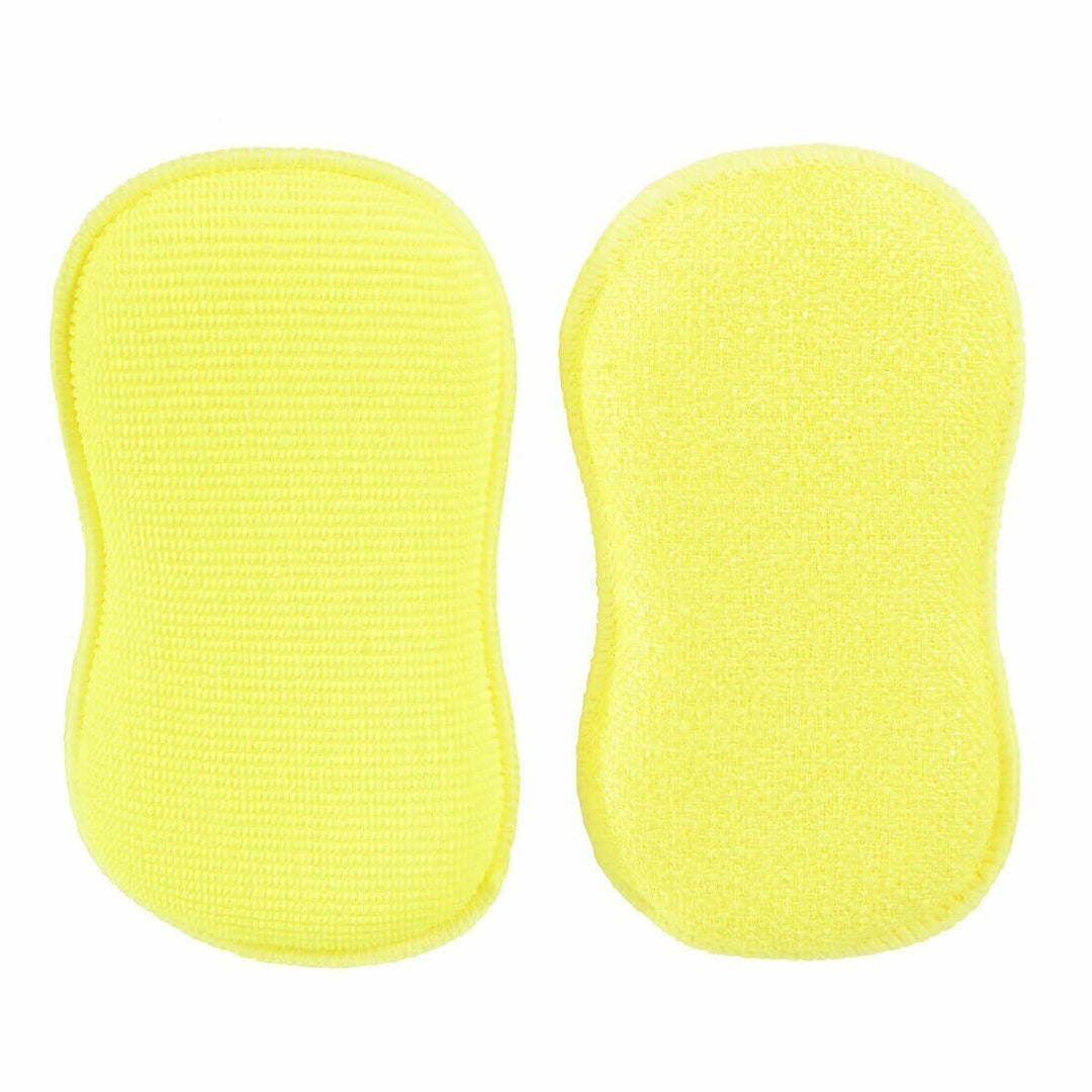 10pk Duo Action Cleaning Pads Microfibre Scrubbing Cloths Yellow