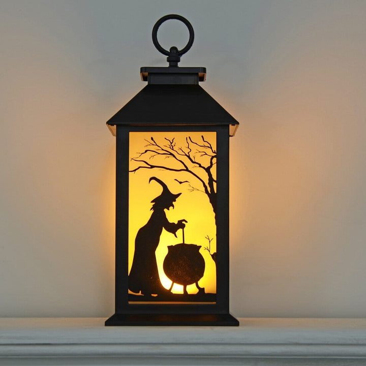 Cackle &amp; Co Black Halloween Design Lantern With Lights